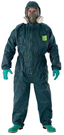 Ansell AlphaTec 4000 Ultraschallgeschweißt und mit Klebeband versehen – Modell 111, Chemikalienschutzanzüge (Typ 3-4), Grün, Größe 5 (XL), 1 Stück