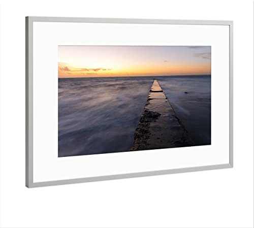 artboxONE Poster mit Rahmen Silber 30x20 cm Borkum Sunset von Timon - gerahmtes Poster