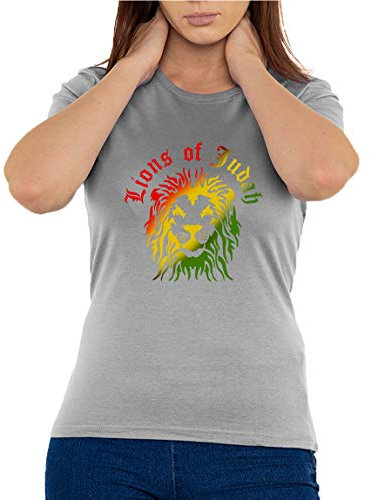 Lions of Judah Rastafarian Colored Rastaman Weed Ganja Women's T-Shirt Gray M
