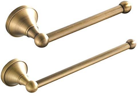 Flybath 2pc Bathroom Accessories Set - Towel Ring and Toilet Roll Holder Antique Brass Wall Mounted, Brushed Bronze