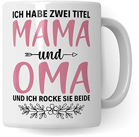 Pagma Druck Oma Tasse Geschenk, Großmutter Spruch Becher, Keramik Kaffeetasse für Omi, 330 ml, Rund, Klassiker, Wiederverwendbar