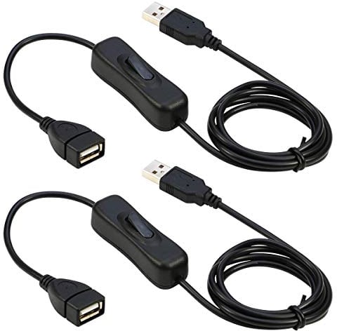 Cable de extensión USB RIITOP con interruptor de encendido/apagado para datos y energía de 1 m / 3 pies (paquete de 2) compatible con auriculares USB, lámpara USB, ventilador USB, tiras de LED