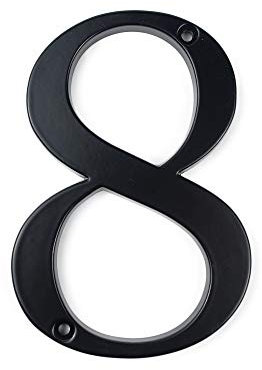 HASWARE Letrero con número de casa, 4 pulgadas (10 cm), números de puerta modernos, placa de señalización, números de dirección de casa, aleación de zinc (8, Negro)