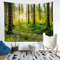 Tbrand Wald Wandbehang Wald Frühling Frische Thema Wandteppich 148x200cm für Kinder Jungen Mädchen Laub Sonnenstrahlen Sonnenaufgang Tapisserie Natur Wandtuch