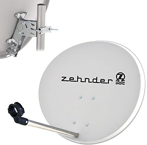 Zehnder 60cm Spiegel Satelliten Schüssel Antenne Stahl | HD Digital SAT Anlage hellgrau | DVB-S/S2 Full HDTV 3D 4K Ultra HD UHD Empfang