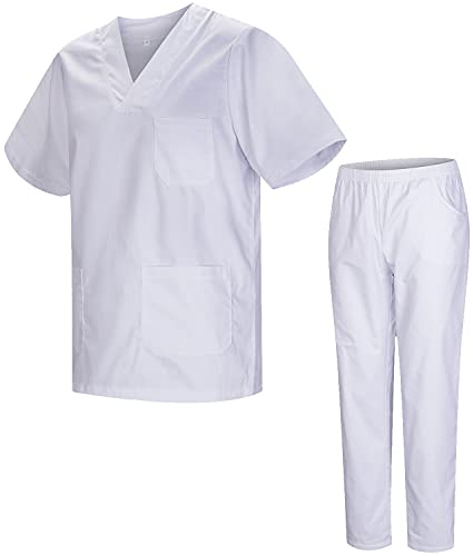 MISEMIYA - Unisex-Schrubb-Set - Medizinische Uniform mit Oberteil und Hose ref.8178 - Small, Weiß 21