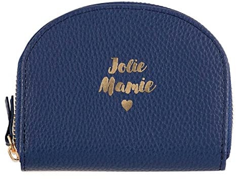 DRAEGER PARIS 1886 - Porte-Monnaie Jolie Mamie - Bleu Marine - Polyuréthane - 12x2x9,5cm - Fermeture Éclair - idée cadeau - Rangement Pratique: Pièces, Billets, Cartes - Collection Accessoires Chic
