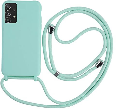 MEVIS Coque Compatible avec Samsung Galaxy A53 5G,Collier pour Étui Colliers de cellulaire Mince Antichoc Réglable Lanyard Case-Vert Clair