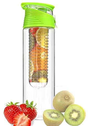 BEAUTYBIGBANG 700ml Trinkflasche, Wasserflasche mit fruchteinsatz aus Tritan, BPA-frei Trinkflasche mit Früchtebehälter, Aufklappbarer Deckel mit Tragegriff, Wasser Flasche für Sport, Camping