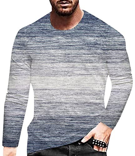 Langarmshirts für Herren Freizeitshirt Shirts Retro Sommershirt Tops Lange Herren Top T-Shirt Street Druck Casual-Ärmel Rundausschnitt Digital 3D Herrenbluse Kord Hemd Herren