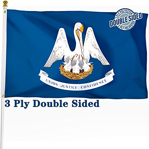 XIFAN Doppelseitige Louisiana-Flagge, 90 x 152 cm, strapazierfähig, 3-lagig, strapazierfähiges Polyester, LA-Flagge mit lebendigem Druck/4 Reihen Saum/Messingösen für Innen- und Außendekoration