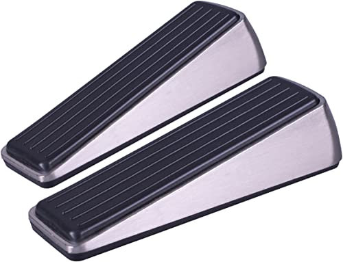 Chrome Door Wedge/Stopper - Pack of 2. Door Wedges, Stoppers, Stops, Non Slip Wedge, Buffer, Bumpers.