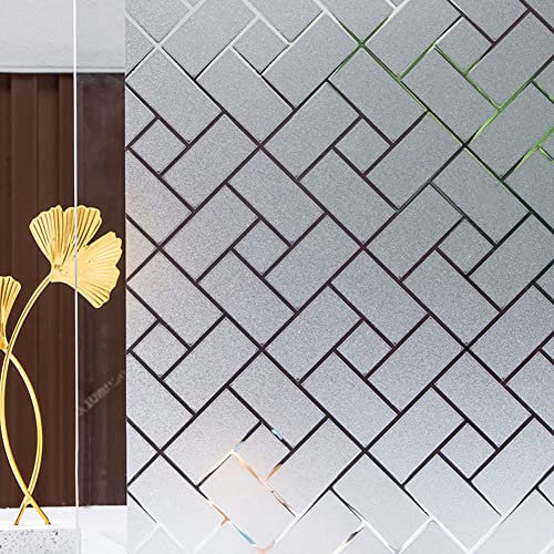 Hoonng Fensterfolie Blickdicht Selbsthaftend Motiv Gitter Sichtschutz 44.5x200CM