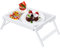 Artmeer Betttablett mit klappbaren Beinen, Bambus, Frühstück im Bett, für TV-Tisch, Laptop, Computer-Tablett, Essen, Snack-Tablett (weiß)