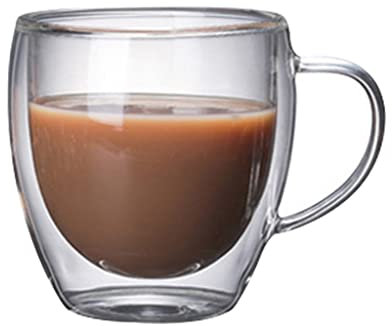 Double Wall Glass Cup drinkware Espresso Coffee Mug Beer Tumbler Cups in Bulk Wine Cocktail Shot Glass Milk Tea Mugs (Transparent M)