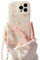 Fycyko Compatible with iPhone 12 Pro Case Cover Cute Women,Bear Love Heart Pattern with Pearl Charm Bracelet Chain Sparkly Phone Case Camera Protect