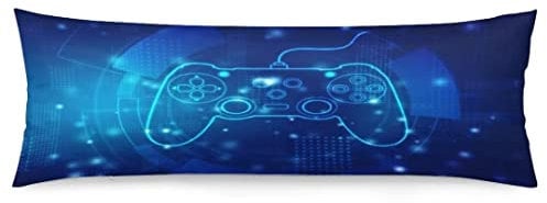Game Controller Body Pillow Cover for Boys Gifts Gamer Gaming Printed Long Pillow Case Protector with Zipper Decorative Modern Large Pillowcases Cushion for Bedroom,Couch,Sofa 20x54,Blue