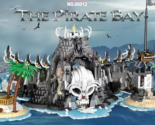 XTrador Piratenfestung Pirates Bay Skull Island Reobrix 66012 Klemmbausteine Mittelalter Piraten Burg aufklappbar 2960 Teile Ritterburg Piratenbucht