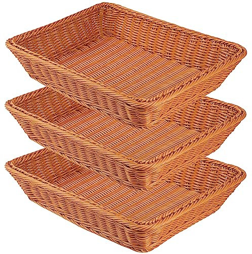 GNIEMCKIN - Cestino per il pane in vimini, da 3 pezzi, da 30 cm, per ristoranti, panetteria, feste in famiglia, servizio hotel, frutta, verdura e snack, colore: marrone