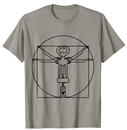 Vitruvian man wine cork screw Leonardo Da Vinci T-Shirt