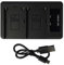 vhbw Dual Charger compatible with Sony Cybershot DSC-F707, DSC-F717, DSC-F828, DSC-R1 Camera Battery Camcorder - Cradle + Micro USB Cable