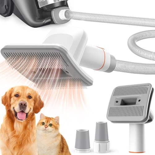 Afloia Brosse Aspirateur Chien, Brosse Poils Chat, kit de toilettage innovant pour animaux de compagnie, avec tuyau d'extension 1-1,5 et adaptateur