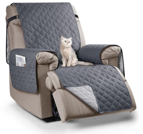 TAOCOCO Housse de Fauteuil Relax avec Poche, Couverture de Chaise Canapé Relax, Applicable à Protection Canape Anti-Rayures Chien et Chaton,Housse Canapé Imperméable(Gris foncé,1 Place)