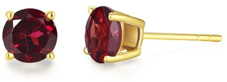 FANCIME Solide 14 Karat 585 Gelb Gold Klein Ohrstecker Ohrringe mit Echt Natürlich/Synthetische Edelsteine Schmuck für Damen Mädchen Mama, Durchmesser: 6 mm
