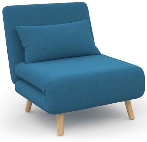 IDMarket - Fauteuil Convertible Romeo lit d'appoint 1 Place 80x190 cm Tissu Bleu Canard