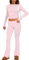MISSACTIVER Zweiteiliges Damen-Outfit, langärmelig, bauchfreies Top und niedrige Taille, ausgestellte Hose, Lounge, 2-teiliges Yoga-Trainingsanzug, Pink, M