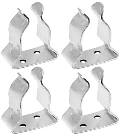 Saihisday 4Pcs Stainless Steel Boat Hook Spring Clamp Holder Spring Clip Silver Bracket Clip for for Boat Hook, Boat Pole, Gaff, Fishing Rod, Oar, Paddle, Brooms (Small)
