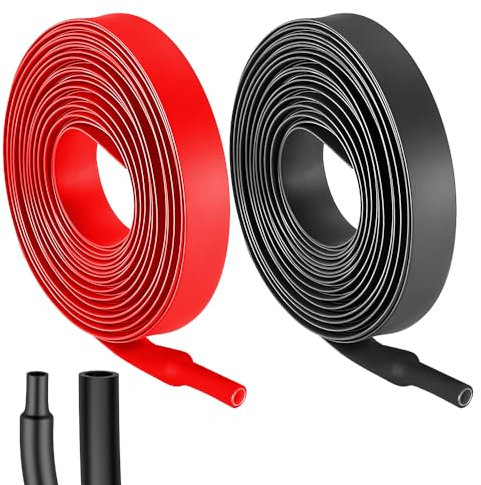 4:1 Schrumpfschlauch, 2 Stück Schrumpfschläuche mit Kleber, Ø16mm & 2m Länge, Schrumpfschlauch Wasserdicht, Heat Shrink Tube Rot (Schwarz) für Kabelisolierung, Markierung, Kabelbündelung, Reparaturen