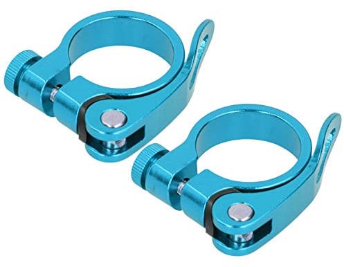POENVFPO BikesSaddle Clamp, 2Pcs Aluminum Alloy Quick Release Mountain BikesSeat 35mm Clamp Clip for 30.8mm 31.6mm Seat Tube (Blue