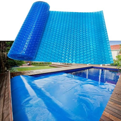 Rechteckige Solar-Poolabdeckung 10 12 14 15 16 20 24 28 30 32 Fuß – Extra große Solarplane für Aufstellpools, Einbaupools, Spa- und Whirlpoolabdeckung, 16 Mil Heavy Duty Bubble (Farbe: Schwarz