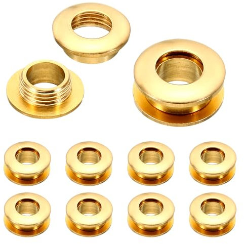 PATIKIL 8mm(1/3 Inch) Solid Brass Hole Eyelets, 10 Pcs Arc Surface Self Backing Grommets with Washer for Leather Craft, Brass Tone