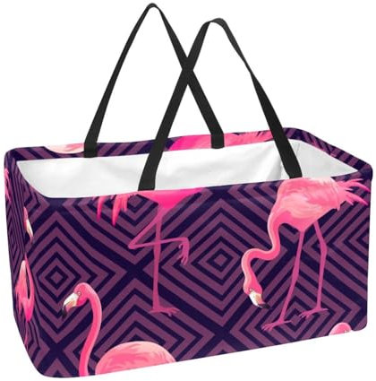 Panier à provisions rose motif oiseau flamant rose réutilisable panier à linge panier à linge pique-nique shopping sacs fourre-tout