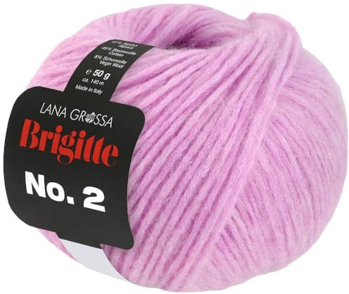 LANA GROSSA Brigitte Nr.2 | Edle Netzgarnstruktur aus Alpaka und Baumwolle | Handstrickgarn aus 47% Alpaka, 45% Baumwolle & 8% Schurwolle | 50g Wolle zum Stricken & Häkeln | 140m Garn FB 63