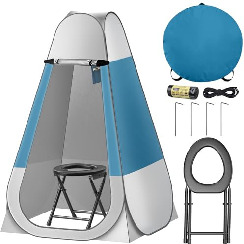 CKE Upgraded Portable Toilet Kit for Camping, Pop Up Privacy Tent, Foldable Camp Toilet for Adults, Portable Toilet for Camping with Tent for Shower Changing Room, Outdoor Camping Bathroom Tent Toilet