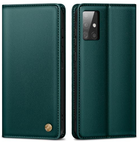 Handyhülle für Samsung Galaxy A51 Hülle, Premium Lederhülle Schutzhülle Tasche für Samsung A51 Hülle Wallet Kartenfach Standfunktion Flip Case für Galaxy A51 Klappbar, BlauGrün