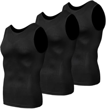 Odoland Kompressionsshirt Herren 3 Stück Compression Shirt Unterhemden Herren Body Shaper Funktionsshirt Sport Männer Tanktop