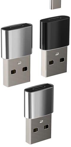 USB C Adapter Type C Female to USB A Male Cable Charger Adaptor(3Pack)for Apple iPhone iPad Fast Charging Plug compatible for Samsung Converter Car 3.0 Port Power Accessories Android MacBook Connector