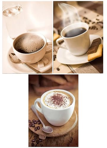 DCIDBEI 3 Stück Diamond Painting Kaffee 5D Diamant Painting Bilder Erwachsene Kaffee 30x40 cm DIY Diamant Malerei Mallen nach Zahlen Coffee Craft Buddy Crystal Art Kreuzstich Set Mosaik Klebebilder