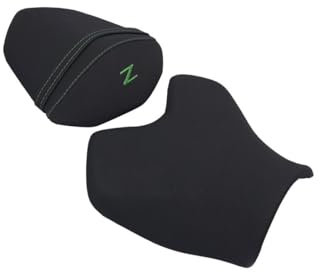 Funda de Asiento Compatible con Kawasaki Z750 / Z1000 2007-2012 Color Negro con Costuras Verdes (C)