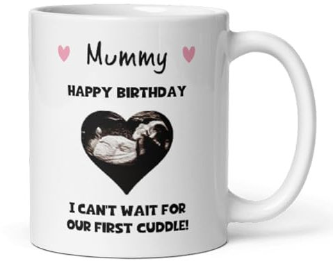 Confidently Quirky - Personalised Happy Birthday Mummy Baby Scan White Mug, Mummy To Be Birthday Gift, Gift From Bump to Mum, Baby Scan Birthday Mum Gift