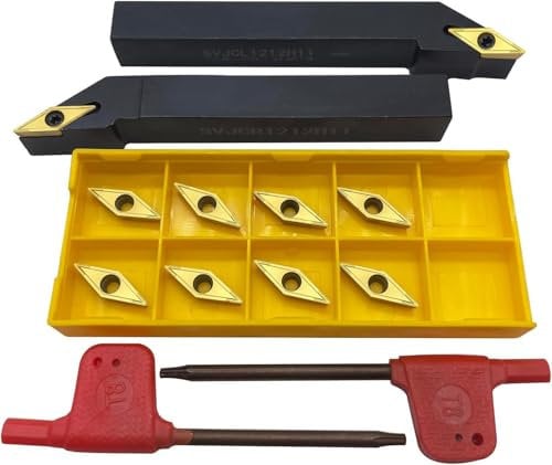 ASZLBYM 1/2 drehmeissel 12mm SVJCR1212H11 SVJCL1212H11 Indexierbarer CNC-Drehmaschinen drehmeißel Externer Drehmeißelhalter Und 10Stück VCMT110304 / VCMT32.51 Hartmetall wendeschneidplatten