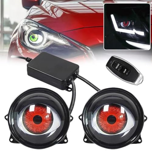 Luz de Ojos de Diablo para Automóviles, Faro USB LED Dinámico Con Patrón Ajustable, Bombillas Automotrices de 12 V