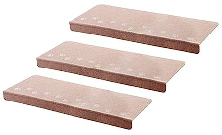 GAROZATION 5Stück Luminous Treppenmatten Selbstklebend PVC Stufenauflagen für Zuhause Rutschfester Teppich für Treppen mit Wasseraufnahme und Einfacher Beige