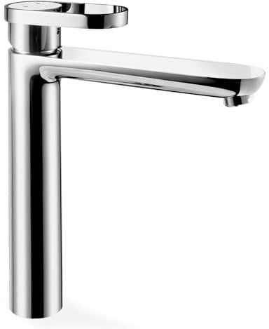 VANCOCO 52020 Wasserhahn Bad Hoch mit Auslauf Höhe 225 mm aus Messing für Aufsatzwaschbecken – Wassersparend mit 24h Salzsprühtest (Klasse 10) – Langlebige Mischbatterie, Chrom