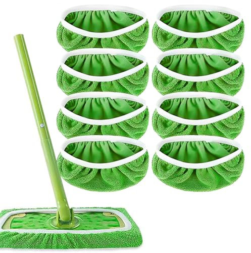 Bodentücher für Swiffer Sweeper Mop, 8 Stück Tücher Wiederverwendbare für Swiffer Bodenwischer, 25*11.5cm Trockene/Feuchte Bodentücher für die Reinigung von Oberflächen Holzböden(Grün)