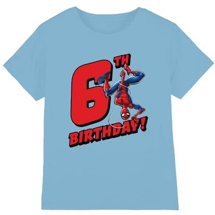 Marvel Boy's Spiderman Birthday 6 Unisex Kids T Shirt T-Shirt